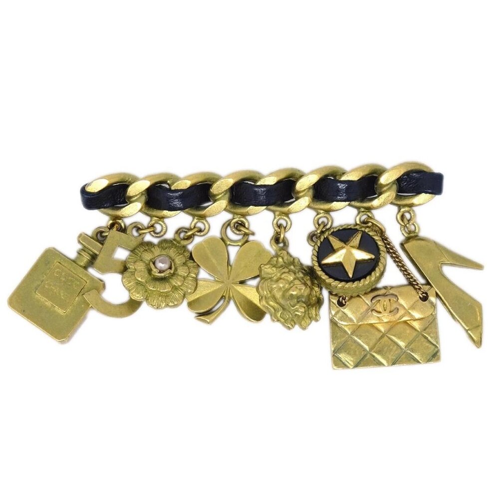 Chanel Icon Brooch Pin Bag Perfume Bottle Clover No5 Gold